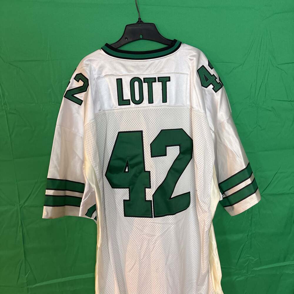 Vintage Mitchell & Ness Throwback NY Jets Ronnie Lott football Jersey size 56